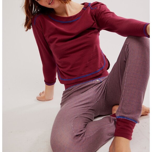 FREE PEOPLE Chill Evening PJ Set / Wild Ginger - Picture 5 of 7